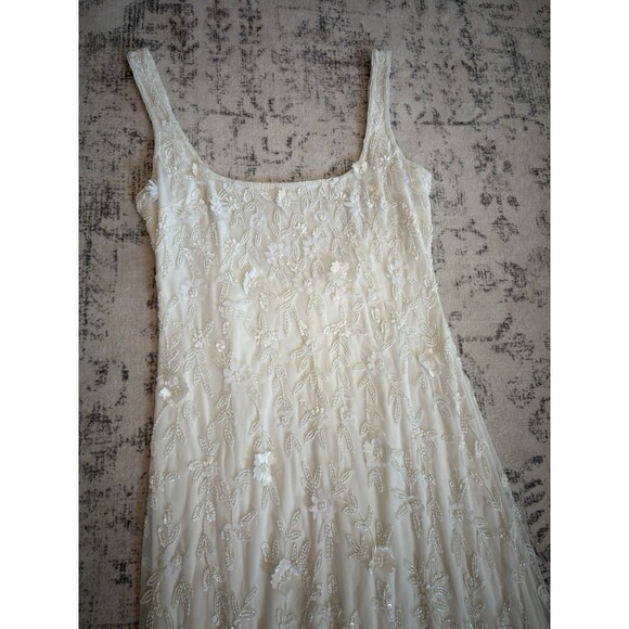 Lulus Extraordinary Glamour 3D Floral Beaded Backless Maxi Wedding Dress Medium - Picture 10 of 11